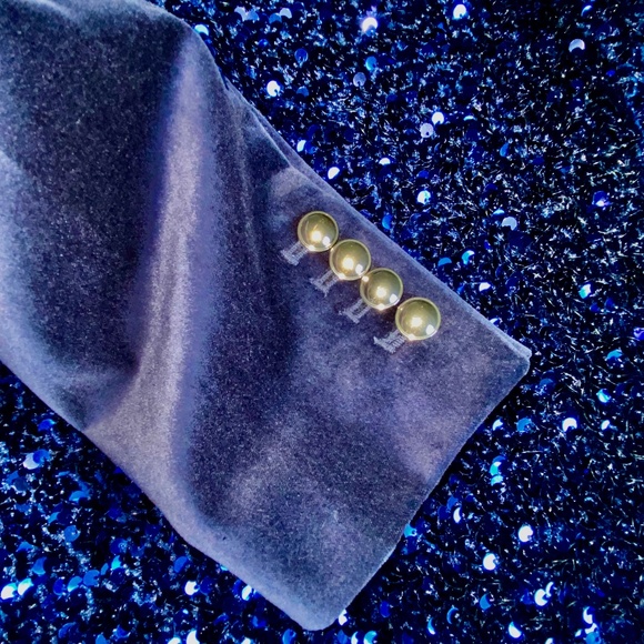 HOLIDAYS!! ANN TAYLOR Navy Velvet Tailored Crosby Blazer ~ 0P - Picture 4 of 8